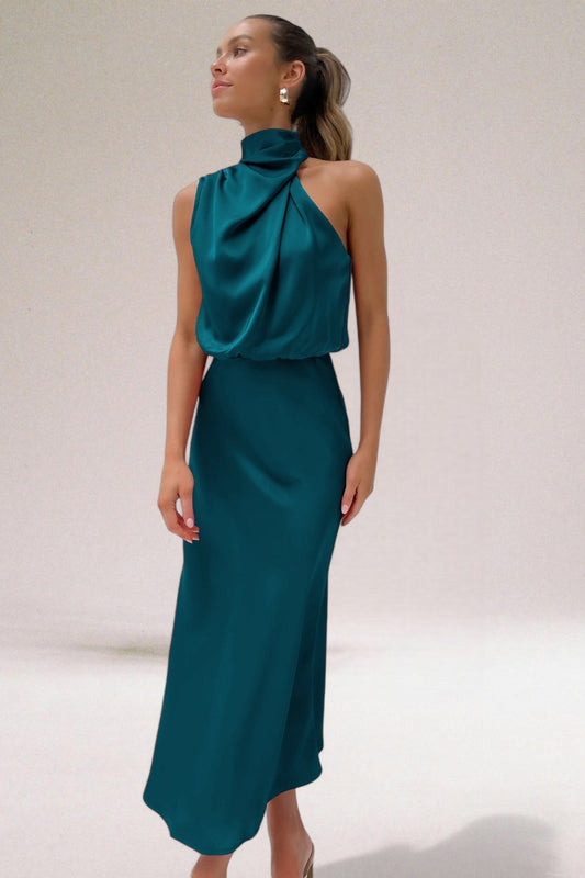 Ruby | Women's Draped Halter Neck Dress