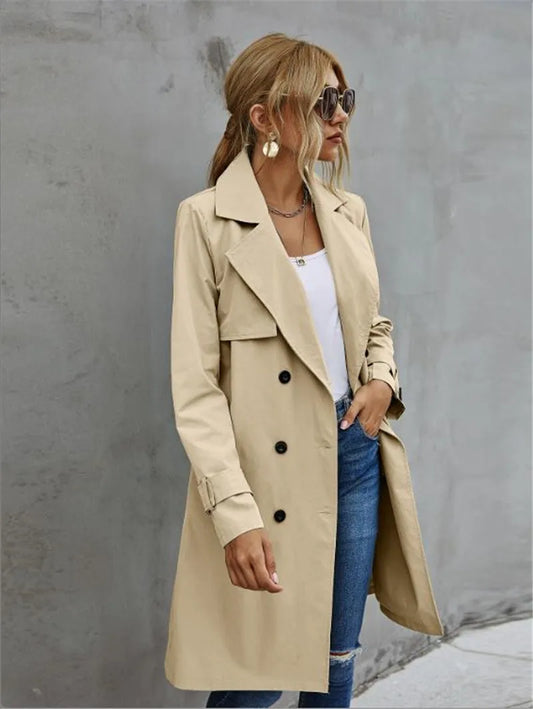 Kayla | Women's Classic Lapel Collar Trenchjacket