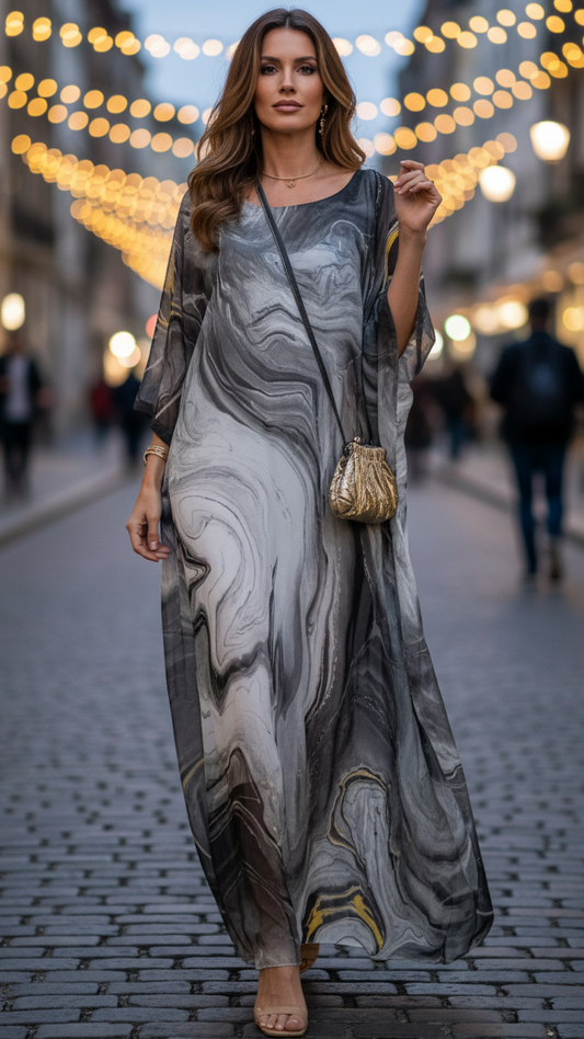 Claire | Women's Marble Print Wedding Guest Dress