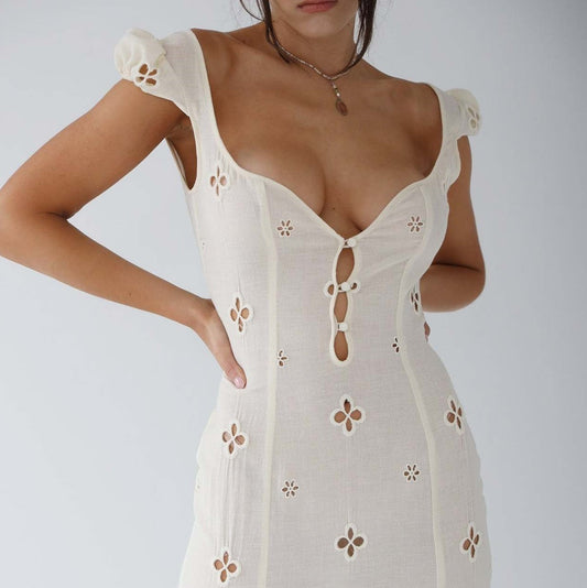 Nina | Women's Buttoned Wedding Guest Midi Dress