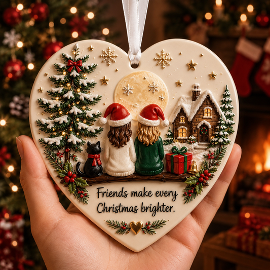 Hanging Christmas Tree Bauble Ornament Best Friends Heart Keepsake
