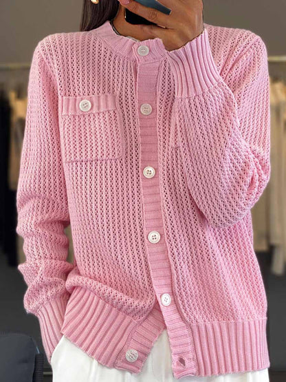 Willa | Women’s Elegant Textured Cardigan with Chest Pocket