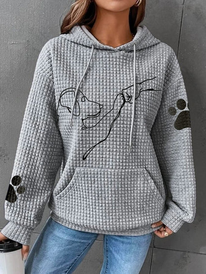 Arlette | Women’s Casual Dog Print Pocket Hoodie