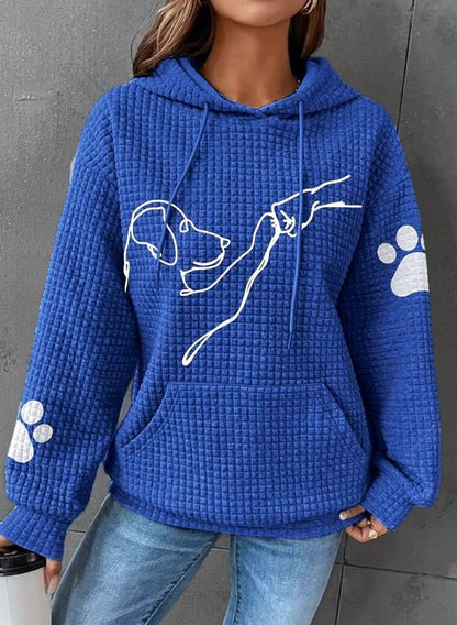 Arlette | Women’s Casual Dog Print Pocket Hoodie