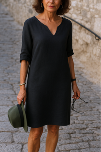 Nell | Women's Fall Midi Dress with Shorts Sleeves
