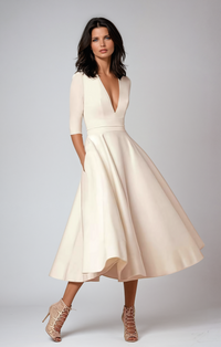 Molly | Women's V-Neck Wedding Guest Midi Dress