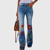 Reese | Women's Printed Flared Wide-Leg Jeans