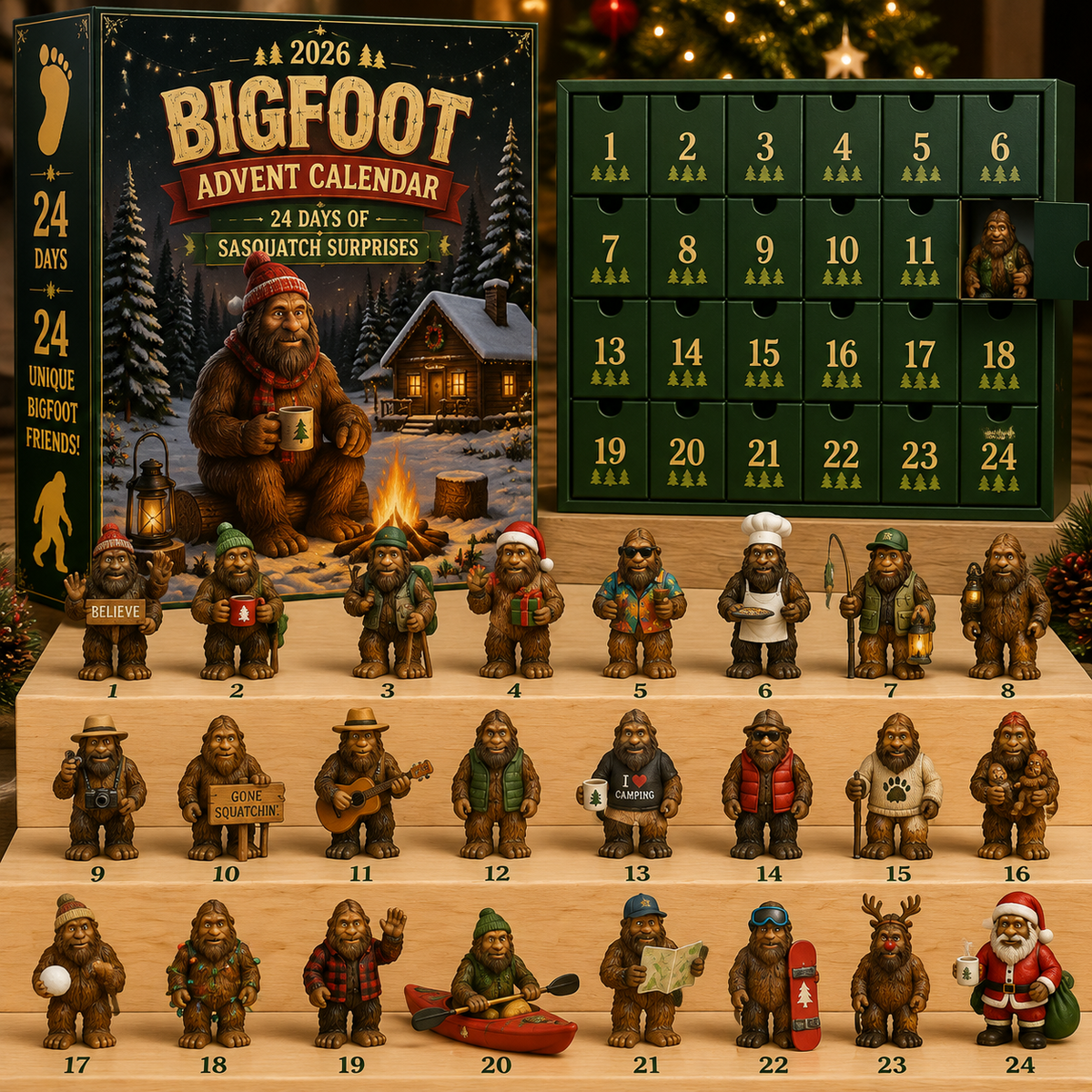 24-Day Christmas Advent Calendar Bigfoot Collectible Figures