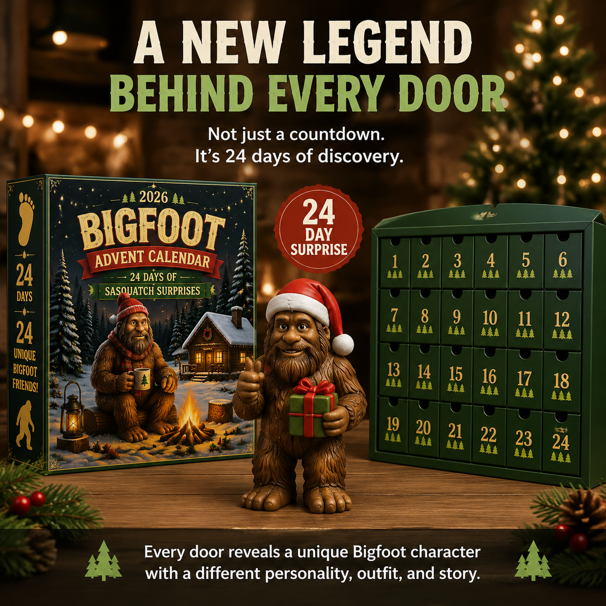 24-Day Christmas Advent Calendar Bigfoot Collectible Figures