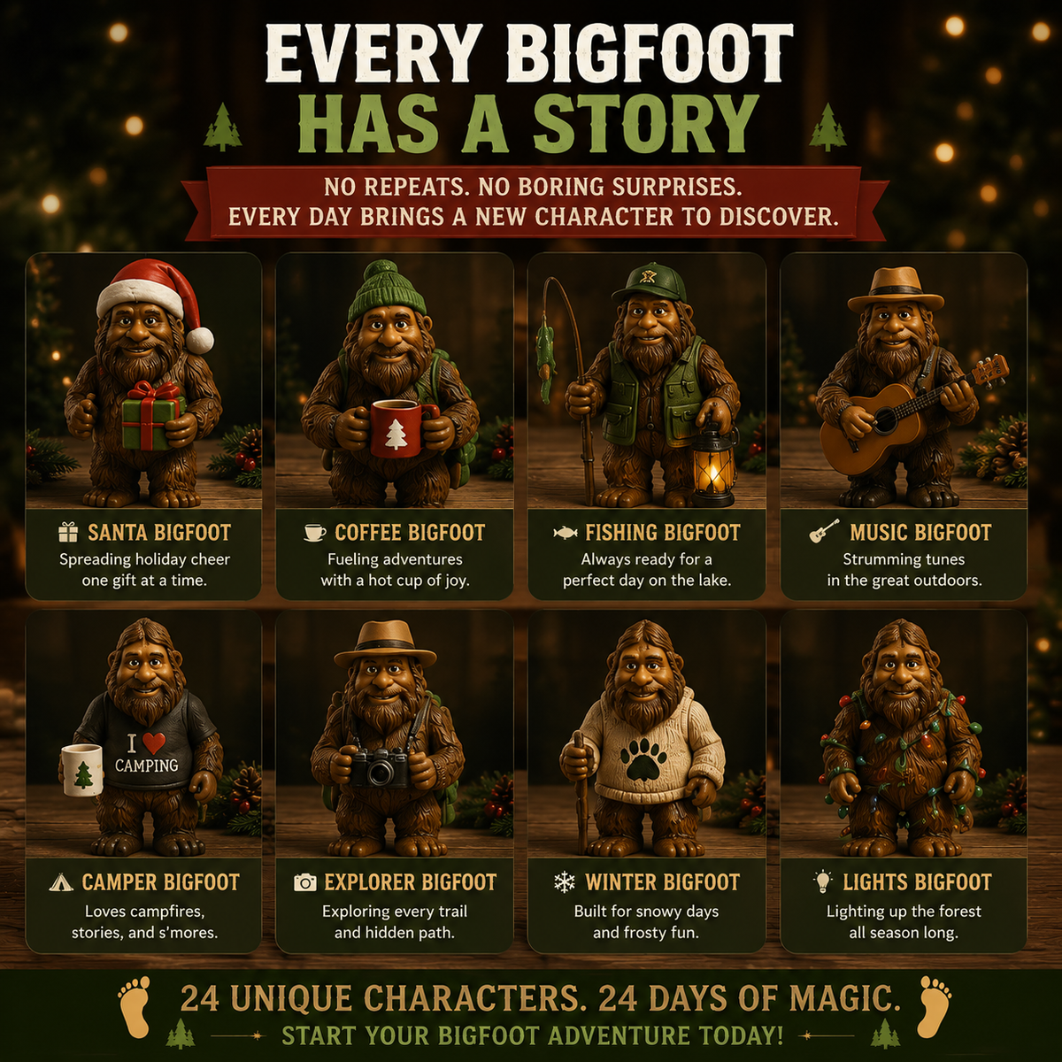 24-Day Christmas Advent Calendar Bigfoot Collectible Figures