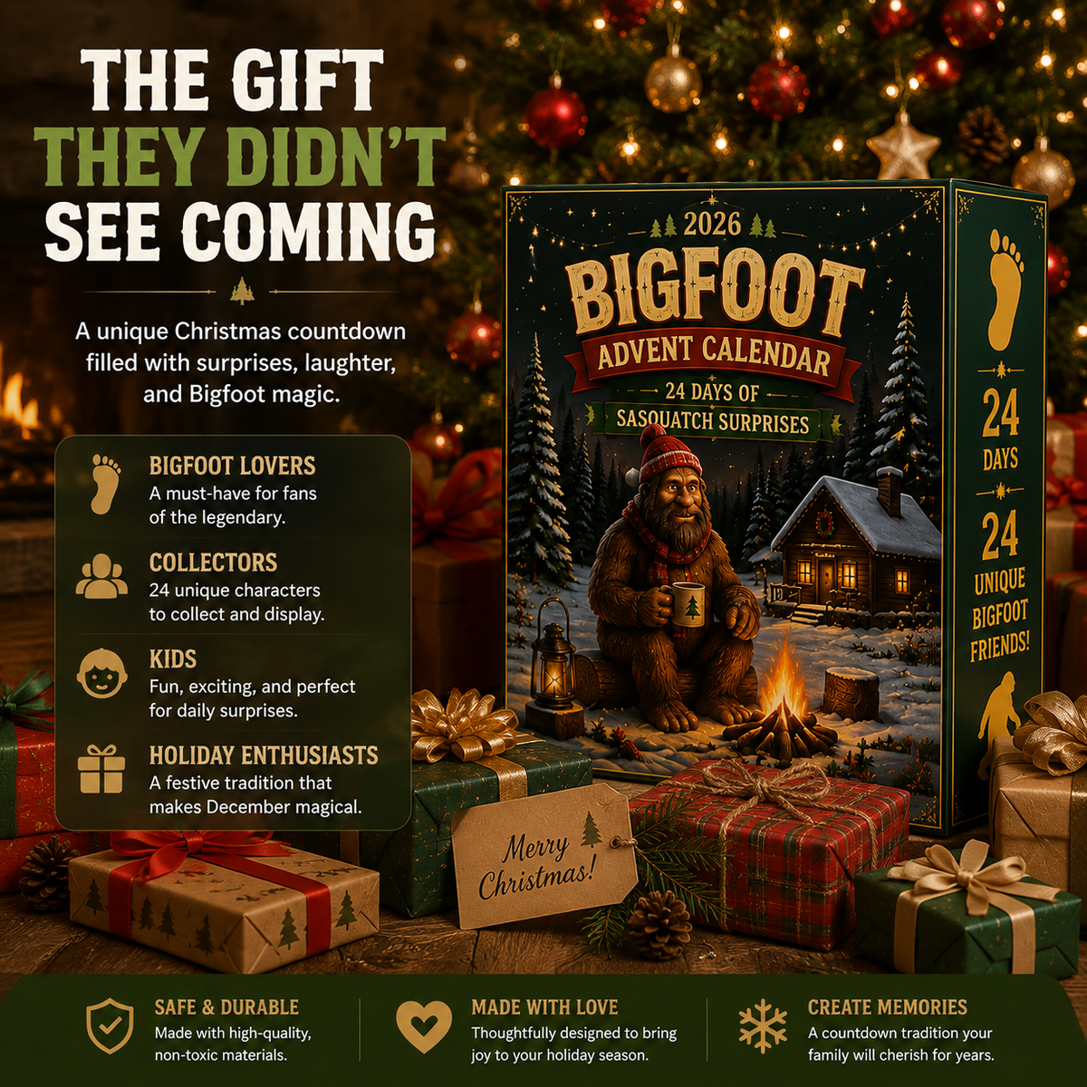 24-Day Christmas Advent Calendar Bigfoot Collectible Figures
