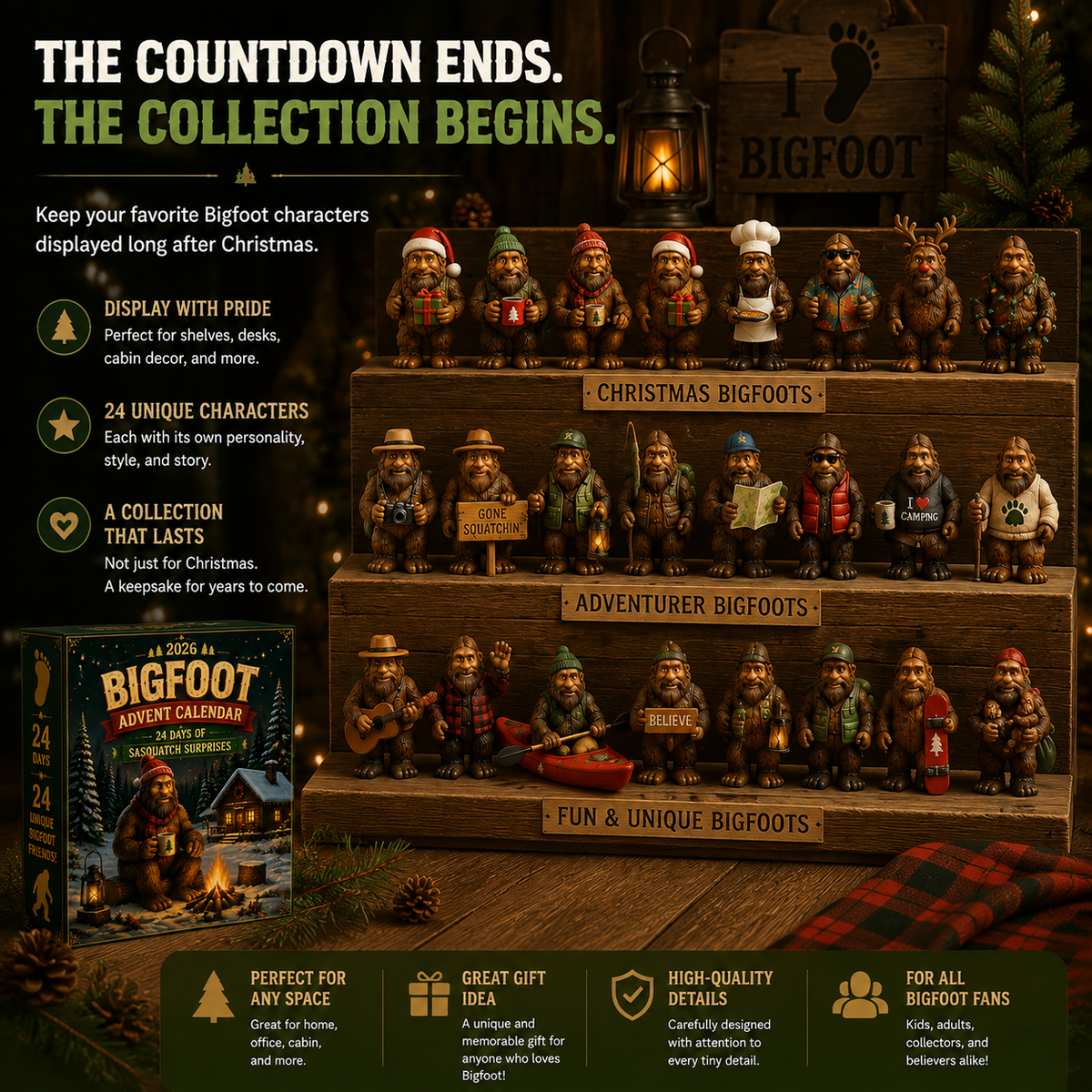 24-Day Christmas Advent Calendar Bigfoot Collectible Figures
