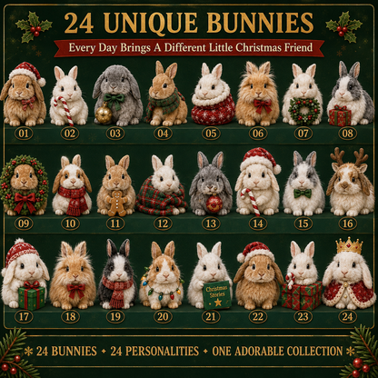 24-Day Christmas Advent Calendar Collectible Bunny Figurines