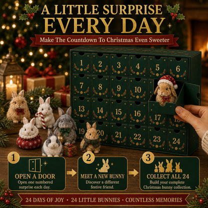 24-Day Christmas Advent Calendar Collectible Bunny Figurines