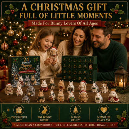 24-Day Christmas Advent Calendar Collectible Bunny Figurines