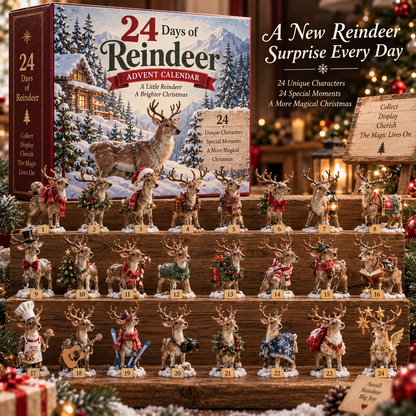24-Day Christmas Advent Calendar Festive Reindeer Collectibles Set