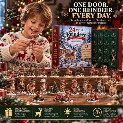 24-Day Christmas Advent Calendar Festive Reindeer Collectibles Set