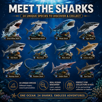 24-Day Christmas Advent Calendar Shark World Collectible Set