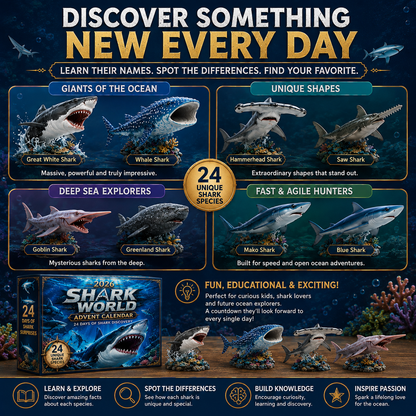 24-Day Christmas Advent Calendar Shark World Collectible Set