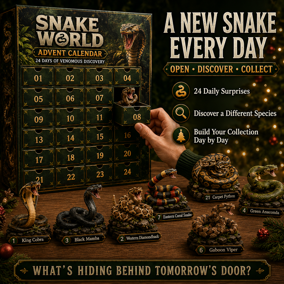 24-Day Christmas Advent Calendar Snake World Collectible Figurines