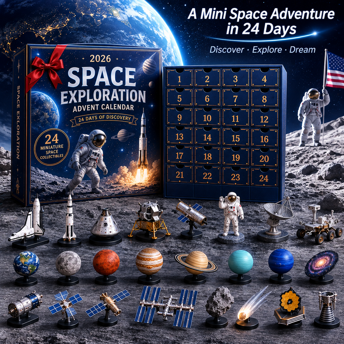 24-Day Christmas Advent Calendar Space Exploration Collectibles Set