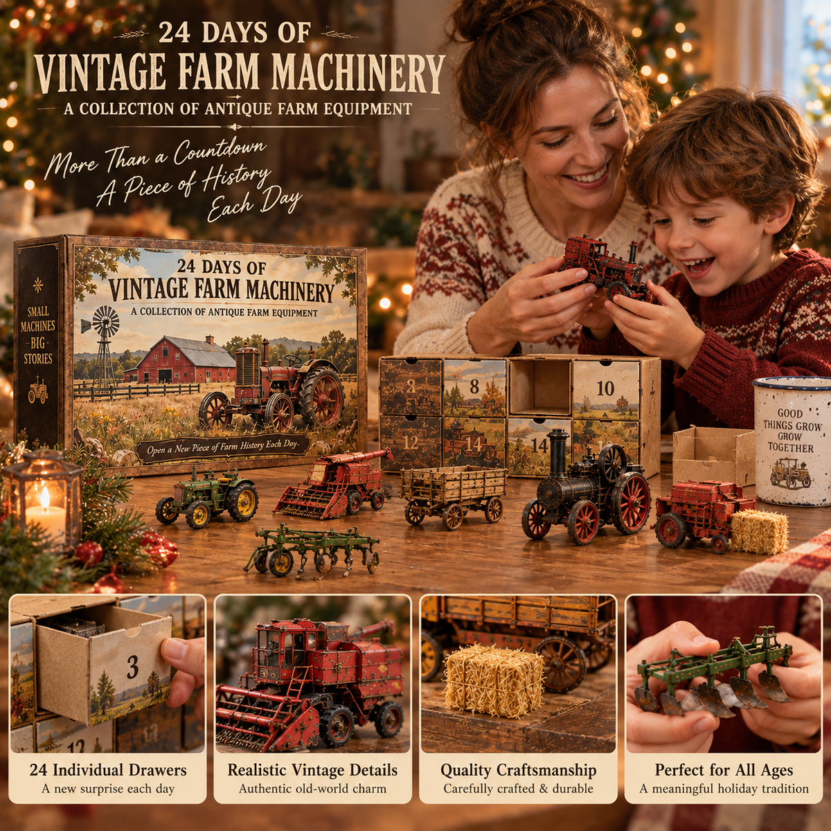 24-Day Christmas Advent Calendar Vintage Farm Machinery Collection