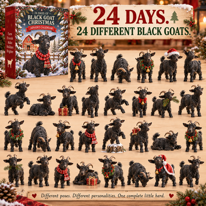 24-Day Christmas Advent Calendar with 24 Collectible Black Goats