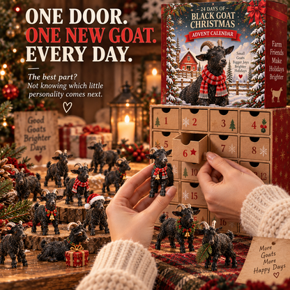 24-Day Christmas Advent Calendar with 24 Collectible Black Goats