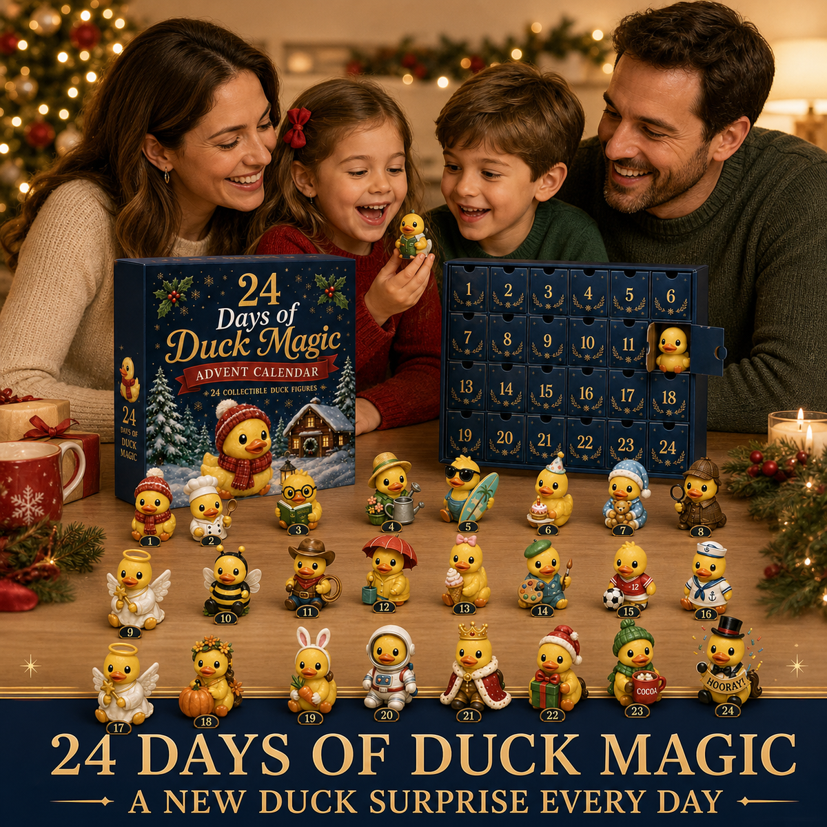 24-Day Christmas Advent Calendar with 24 Collectible Duck Figures