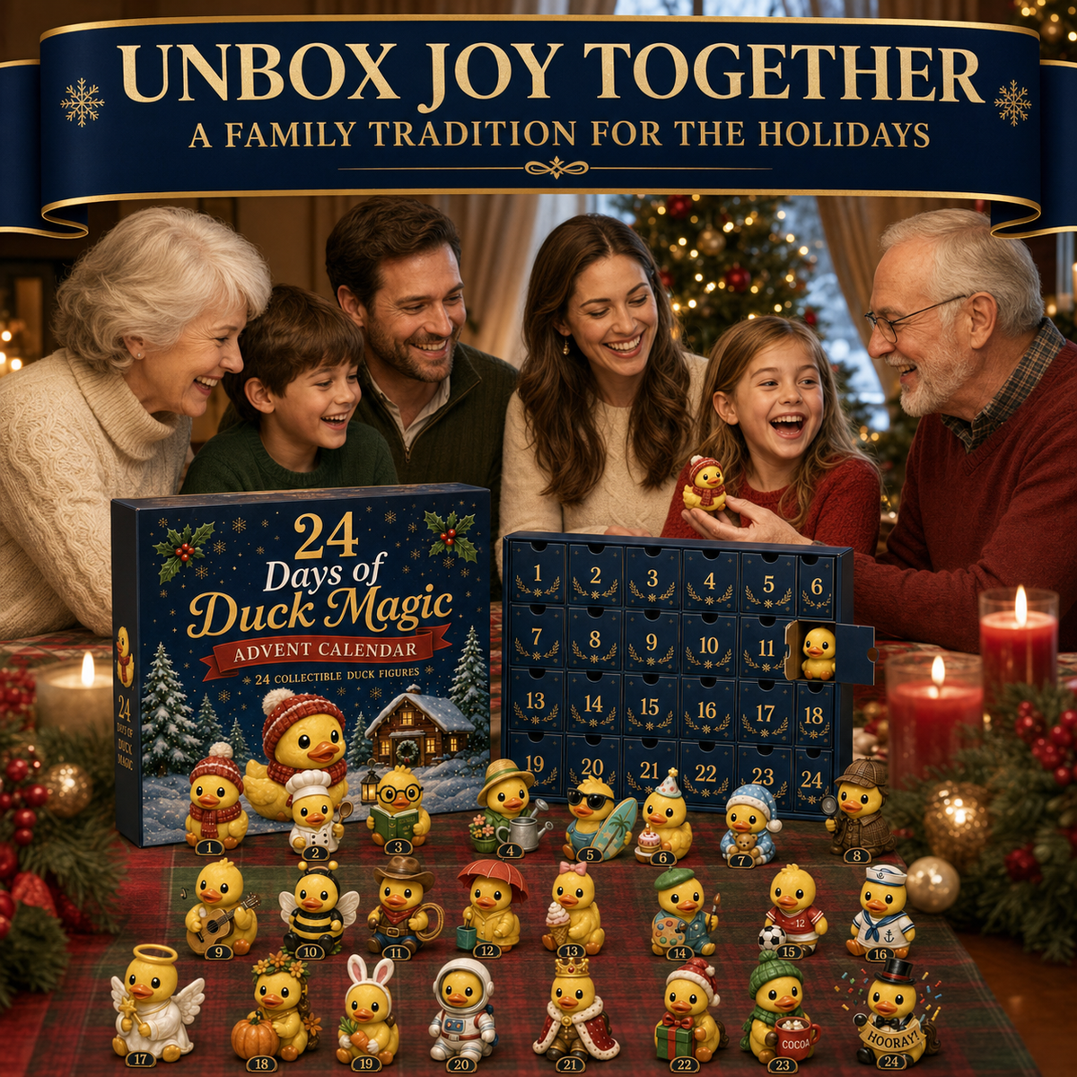 24-Day Christmas Advent Calendar with 24 Collectible Duck Figures