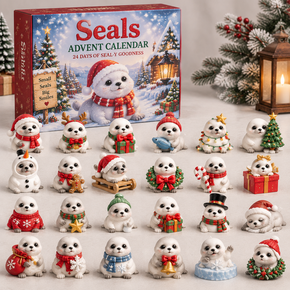 24-Day Christmas Advent Calendar with 24 Collectible Seal Figurines
