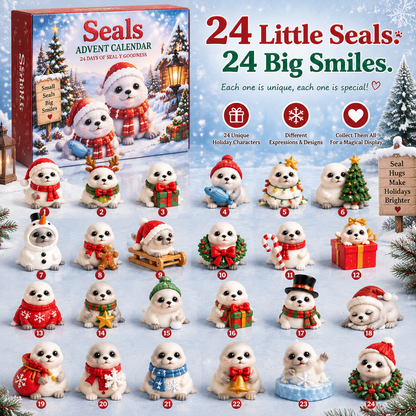 24-Day Christmas Advent Calendar with 24 Collectible Seal Figurines
