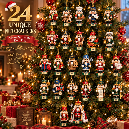 24-Day Christmas Advent Calendar with 24 Unique Nutcracker Ornaments