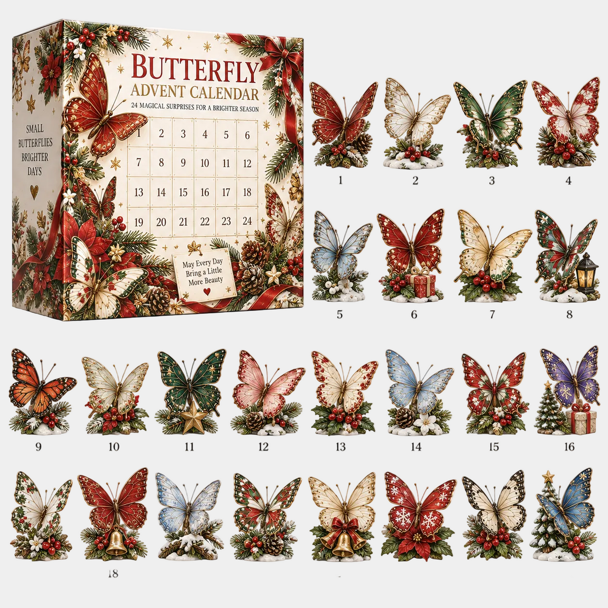 24-Day Christmas Advent Calendar with Butterfly Surprises