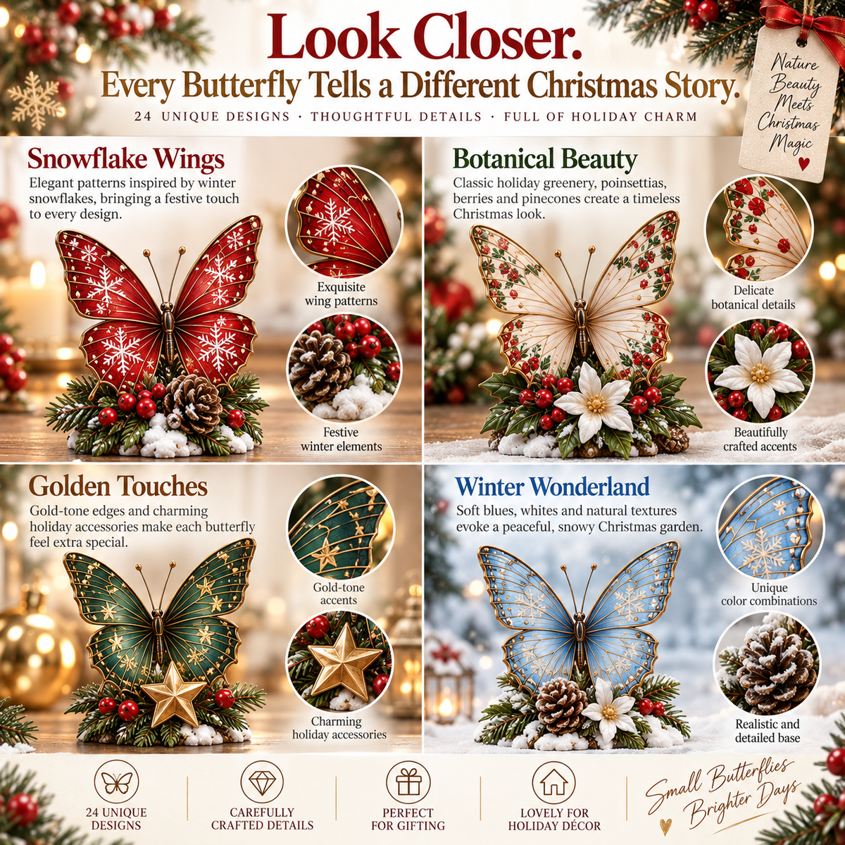 24-Day Christmas Advent Calendar with Butterfly Surprises