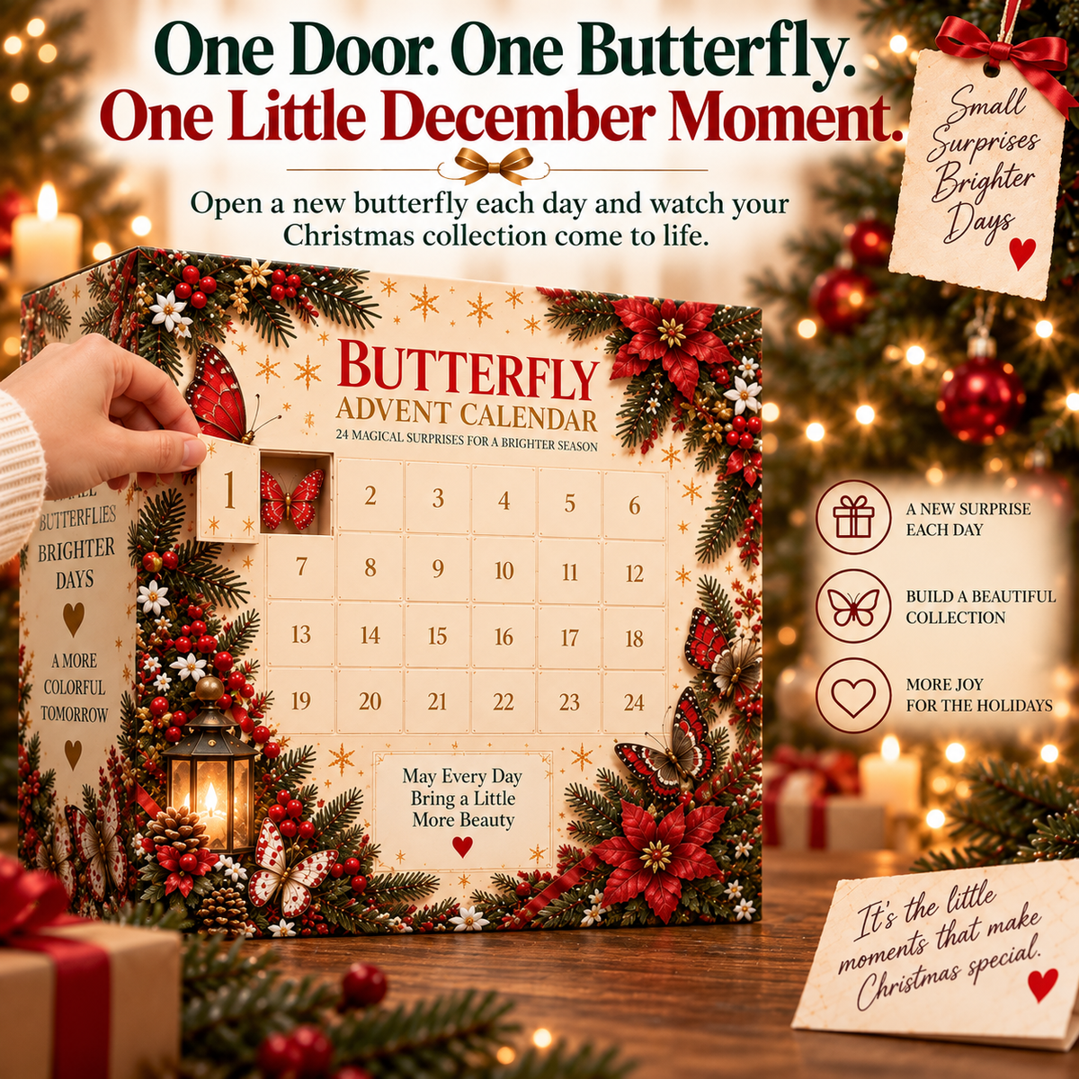 24-Day Christmas Advent Calendar with Butterfly Surprises
