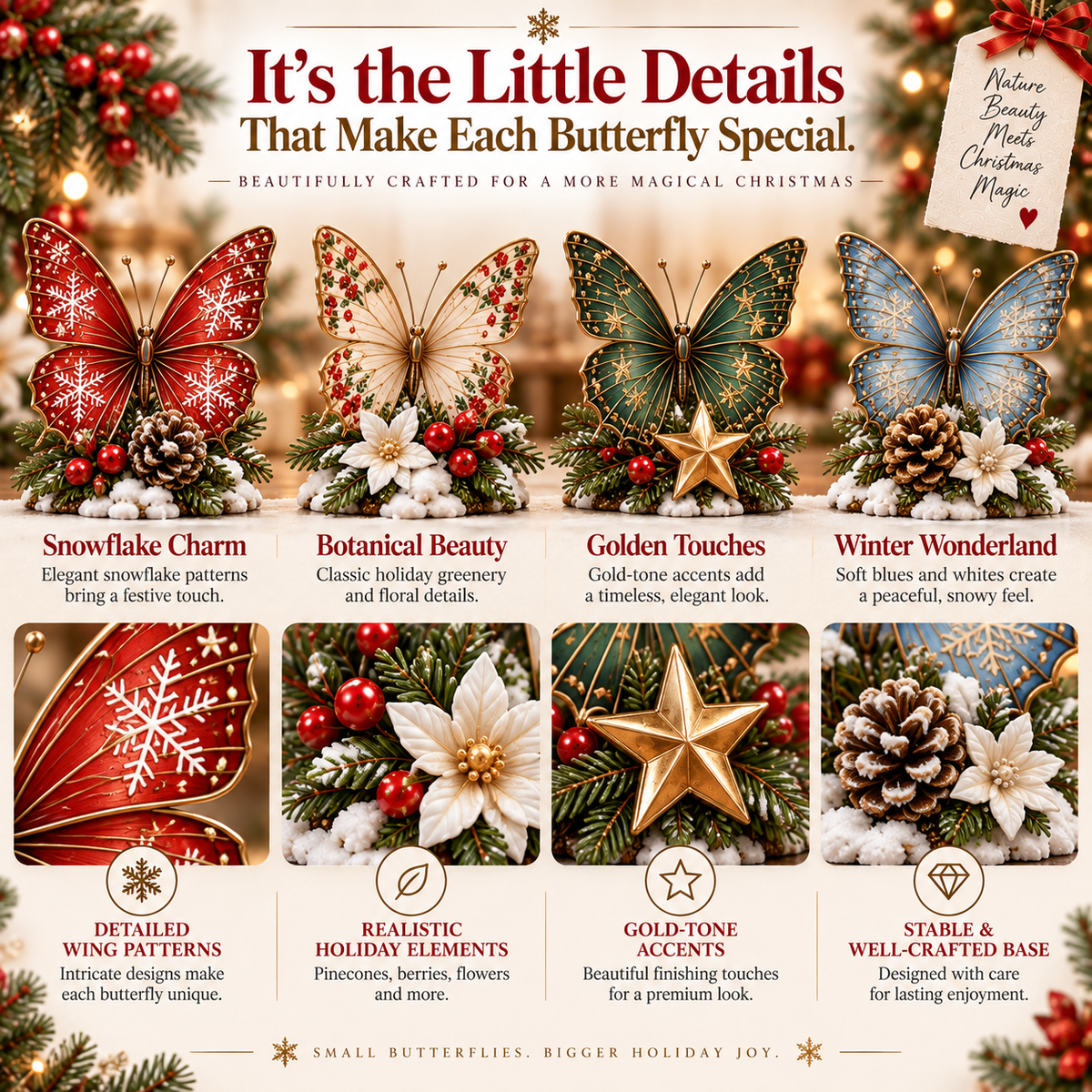 24-Day Christmas Advent Calendar with Butterfly Surprises