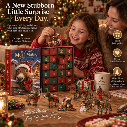 24-Day Christmas Advent Calendar with Festive Mule Figurines