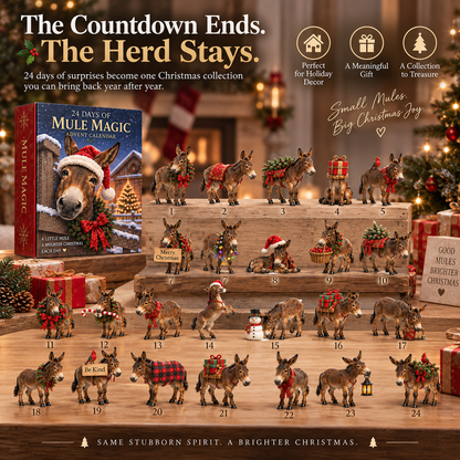 24-Day Christmas Advent Calendar with Festive Mule Figurines