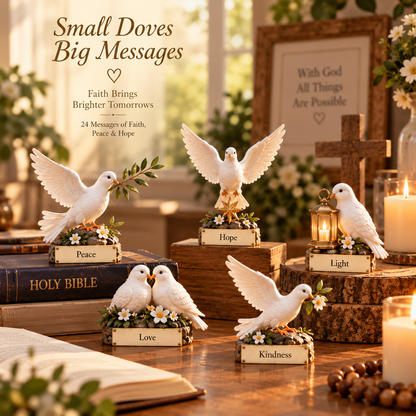 24-Day Christmas Advent Calendar with White Dove Figurines