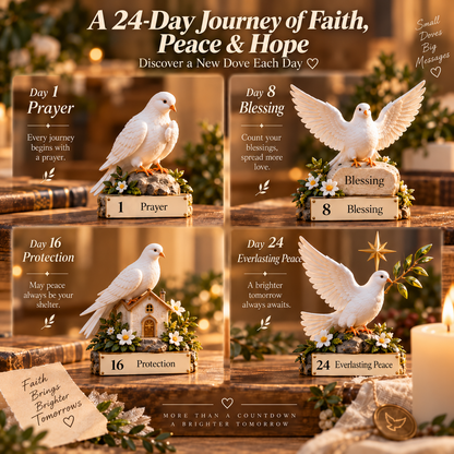 24-Day Christmas Advent Calendar with White Dove Figurines