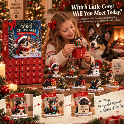 24-Day Dog Christmas Advent Calendar with 24 Collectible Festive Figurines