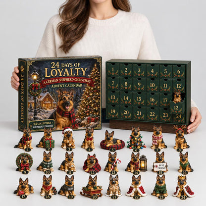 24-Day Dog Christmas Advent Calendar With 24 Collectible German Shepherd Figures