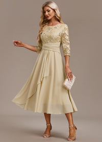 Lily | Women's Fall Embroidered Chiffon Midi Dress