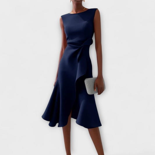 Hannah | Women's Draped Asymmetric Midi Dress