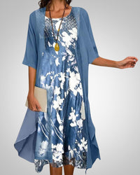 Kate | Women's Printed Boho Midi Dress With Cardigan Set