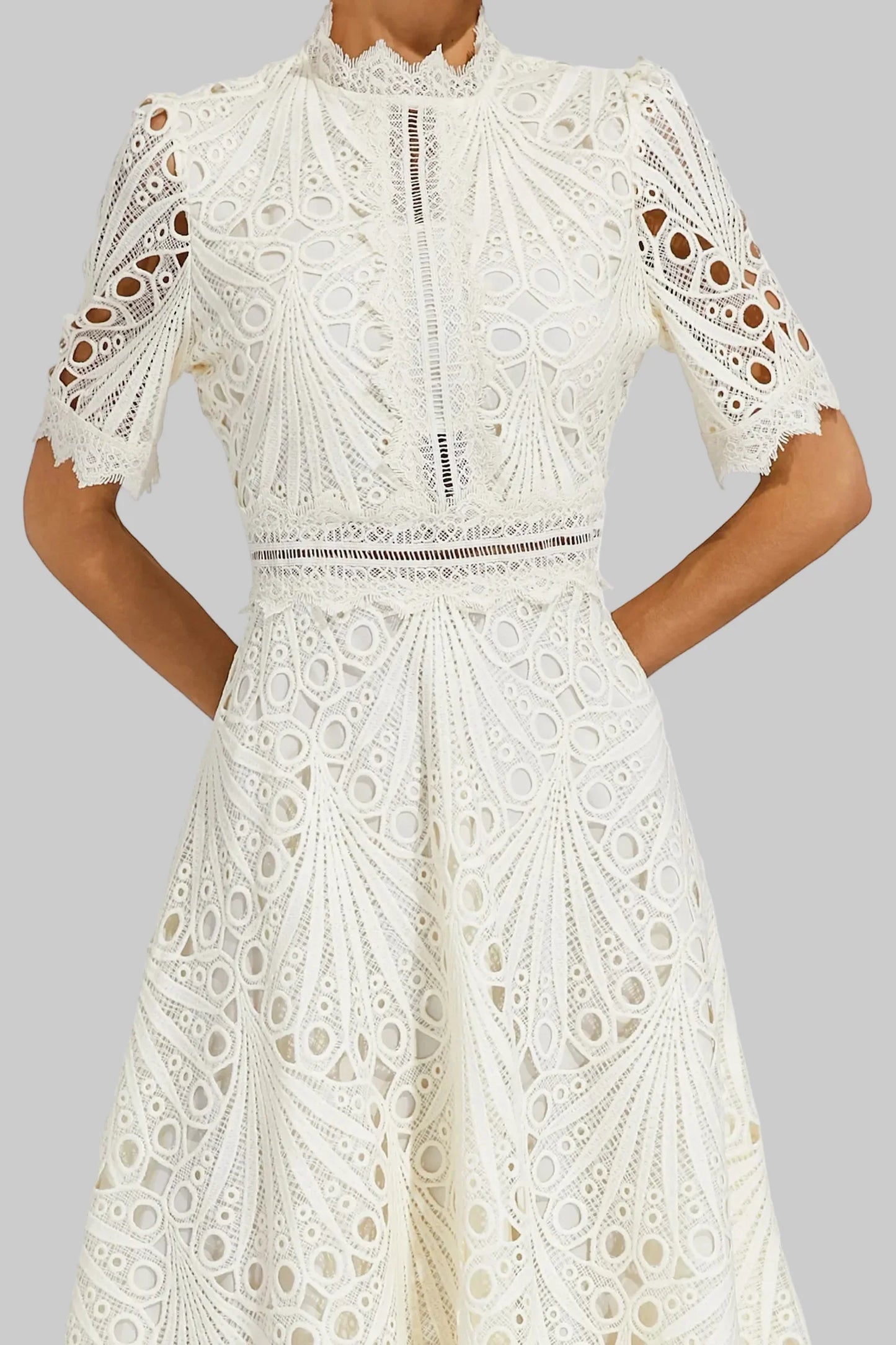 Astrid | Women's Elegant Lace Pattern Midi Dress