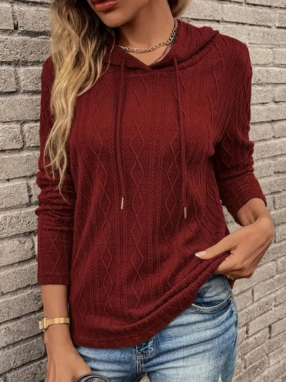 Posie | Women’s Casual Cable Knit Textured Hoodie