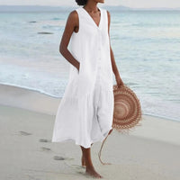 Tess | Women's Casual V-Neck Midi Beach Dress