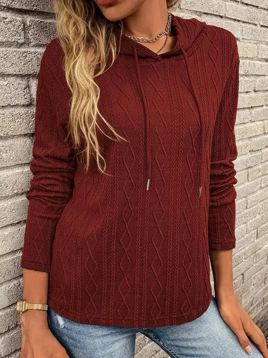Uma | Women's Casual Cable Knit Textured Hoodie